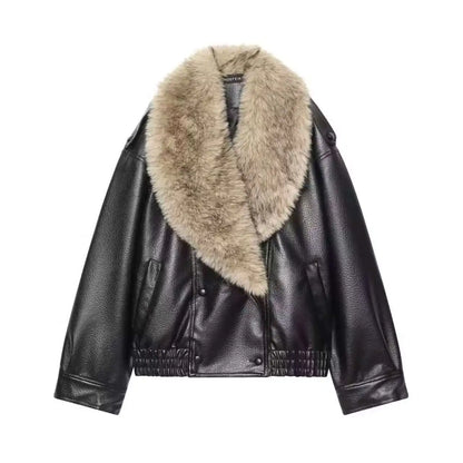 Victoria Fur Collar Leather Jacket