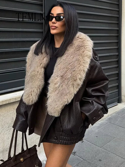 Victoria Fur Collar Leather Jacket