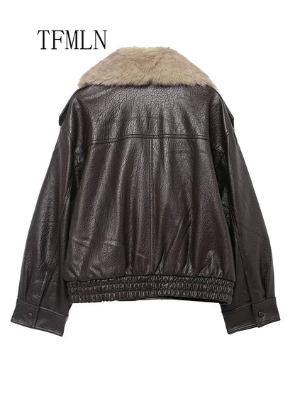 Victoria Fur Collar Leather Jacket