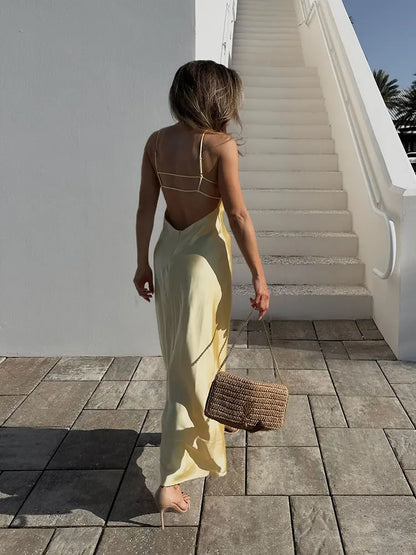 Blush Elegance Satin Maxi Dress