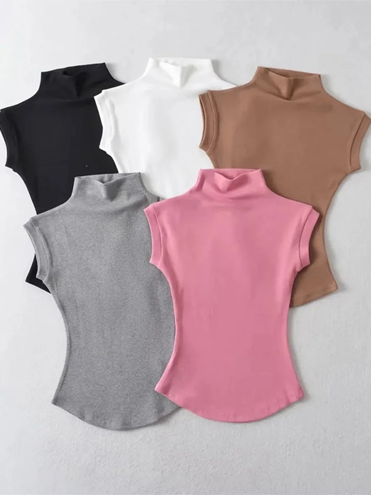 Sleek High-Neck Sleeveless Top