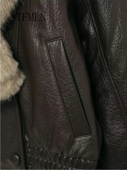 Victoria Fur Collar Leather Jacket