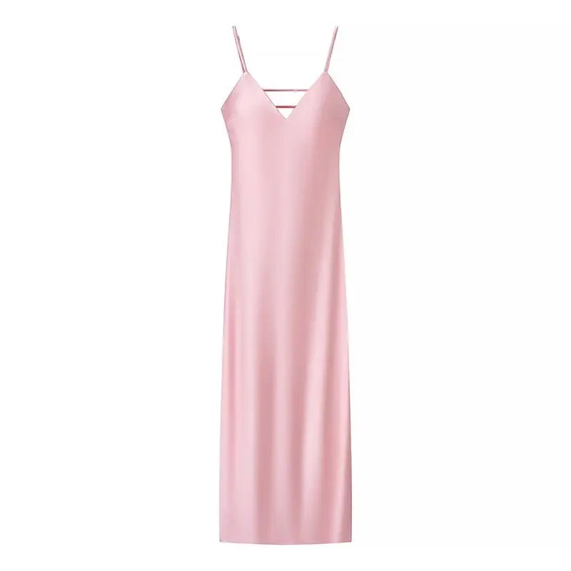 Blush Elegance Satin Maxi Dress