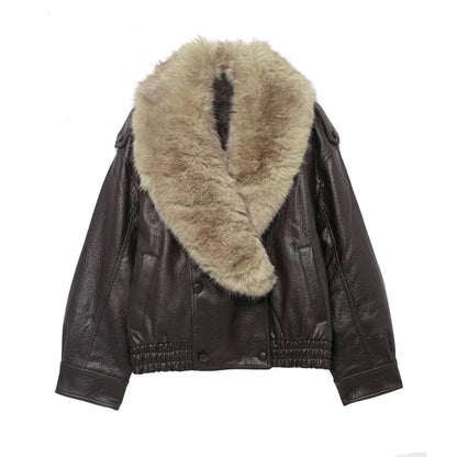 Victoria Fur Collar Leather Jacket